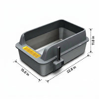 Stainless Steel Cat Litter Tray with High Sides, Open Pan with Ladle, Easy Indoor Multi-Cat Home Solution