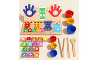 Arithmetic Board with Felt Hands Preschool Counting Board with Beads Wooden Math Toy Screennon-Digital Game Fine Motor