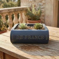 Metal Planter Drainage Hole Book-Shaped Vase Textured Plant Pot