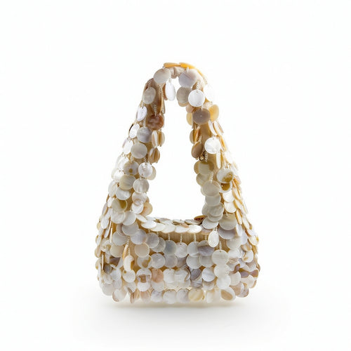 Shell Handbag Textured Beaded Handbag Compact for Evening Events, Parties