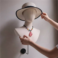 Wall-Mounted Mannequin Bust Peg-Insertable Hat Hairpiece Display Stand