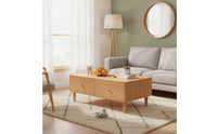 Coffee Table with Drawers Wood Grain Wooden Coffee Table Furniture for Living Room, Small Areas, Apartment