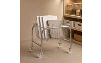 Mobile Wire Storage Basket with Wheels Sturdy Metal Wire Utility Cart Rust-Resistant Rolling Organizer with Hooks Easy to Clean for Students, Teachers, Office, Classroom, Reading Corner