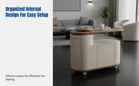 Mobile Tea Cart, Rotating Tea Table, Modern Side Cabinet for Living Room