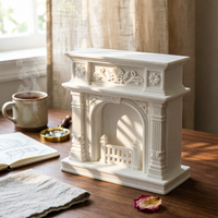 Dollhouse Fireplace European Style Ornate Mantel Piece Arched Opening Miniature Decor