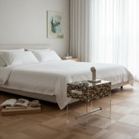C-Shaped Acrylic Table Italian-Inspired Nightstand Transparent frame for Renters