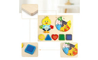 Chunky Wooden Puzzle with Geometric Shapes Educational Shape Sorting Puzzle Board Colorful Toy Developmental for Toddlers, Playrooms