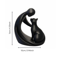 Person Hugging Cat Statue Tabletop Ornament Abstract Pet Sculpture for Bookshelf