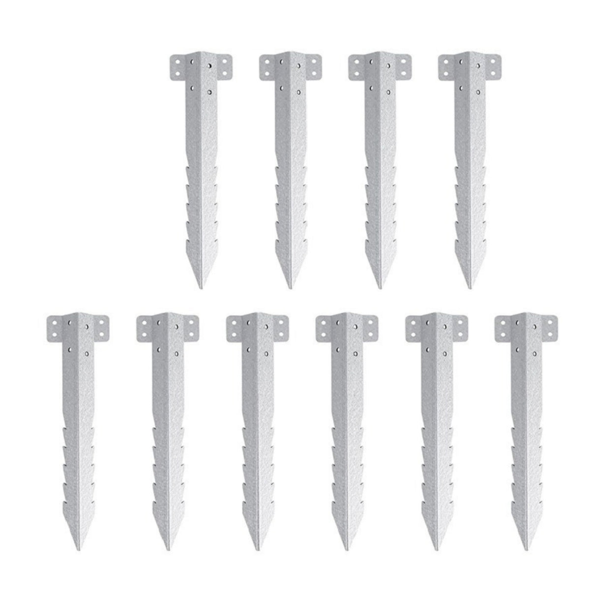 10 Pieces Railway Sleeper Stake Metal Garden Fixings Silver