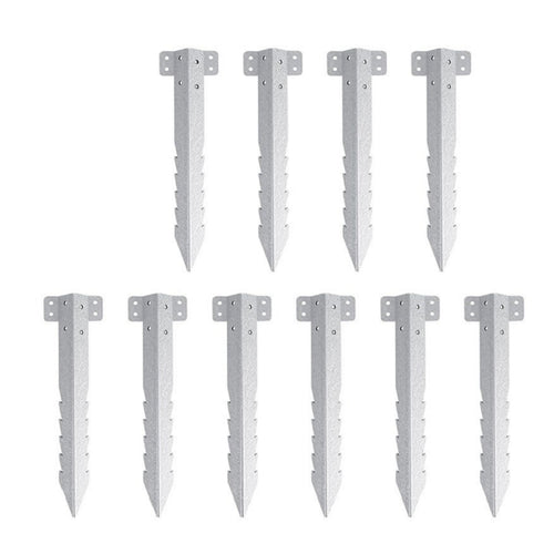 10 Pieces Railway Sleeper Stake Metal Garden Fixings Silver