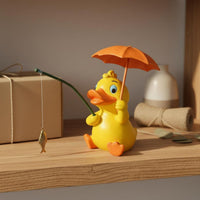 Resin Duck Statue with Umbrella Weather Resistant Fishing Duck Figurine