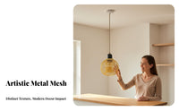 Retro Design Double Layer Lamp Mesh Metal Mesh Lampshade Hollow Iron Lampshade for Restaurant Owners, Home Decorators, Interior Designers