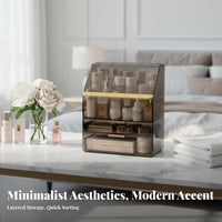Desktop Makeup Case with Drawers Transparent View Cosmetic Organizer for Bedroom