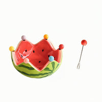 Watermelon Bowl with Fork Compact Watermelon Fruit Bowl Artistic for Kitchen