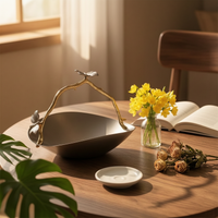 Fruit Bowl with Handle Sculptural Serving Dish Minimalist for Coffee Table