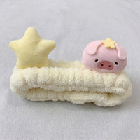 Cute Animal Cartoon Spa Facial Headband for Washing Face, Makeup Hairband for Girls, Terry Cloth Head Band with Plaid Pattern