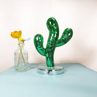 Disco Ball Sparkling Mirrored Statue Creative Design Reflective Plant Sculpture for Christmas, Desktop, Balcony