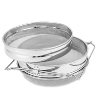 Stainless Steel Double-Layer Honey Filter with Adjustable Stand