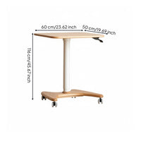 Height Adjustable Rolling Desk Space Saving Pneumatic Lift Side Table Sturdy Construction Rolling Bedside Table for Adults, Remote Workers, Study Room