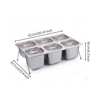 Condiment Dispenser with 6 Compartments Modular Food Tray Easy to Clean Condiment Dispenser with Lid for Buffets, Prep Stations