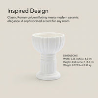 Ceramic Roman Pillar Candle Holder, Glossy Green
