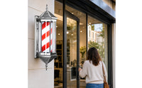 Barber Pole Light Illuminated Barber Pole with Diagonal-Striped Barbershop Sign with Wall Bracket for Barbers, Salon Owners