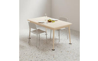 Cream Design White Rectangular Dining Table Solid Wood Legs Home Furniture Easy to Clean for Rental House