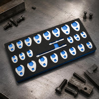 24 Pieces Slanted Offset Wrench Set Storage Board 24-Piece Wrench Set High