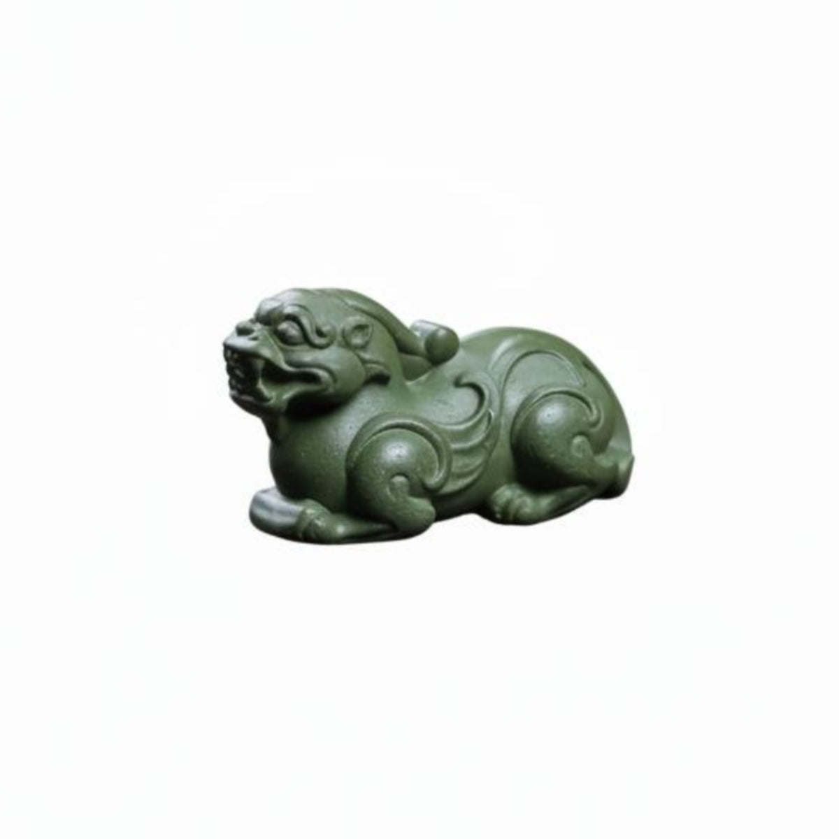 Artisan-Made Zisha Clay Pixiu Statue Yixing Clay Tea Plaything Green Mythical Beast Figurine for Collectors