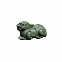 Artisan-Made Zisha Clay Pixiu Statue Yixing Clay Tea Plaything Green Mythical Beast Figurine for Collectors