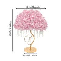 Decorative Rose Lamp with Crystal Beads Ambient Rose Lamp Gold-Tone Corded for Girls, Vanity