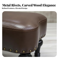 Upholstered Footstool with Wooden Legs Firm Foam Cushion Leather Shoe Changing Bench Easy to Clean Upholstered Footrest for Entryway, Bedroom