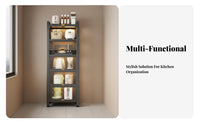 Floor Standing Microwave Stand Large Capacity Multi-Layer Kitchen Cabinet Steel Frame Kitchen Storage Cabinet for Null