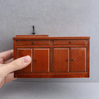 1:12娃娃屋dollhouse微缩家具迷你场景摆件木质欧式复古厨房水槽