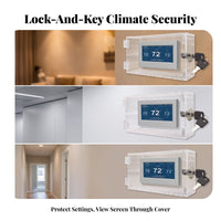 Tamper-Resistant Thermostat Lock Box with Key Lockable Clear Thermostat Cover Wall-Mounted Transparent for Landlords, Office Managers, Teachers, Offices, Schools, Apartments