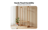 Nordic Aesthetic Hanging Rack with Shelves Unrestricted Standing Design Arched Top Clothing Rack Multifunctional Garment Stand Stable Structure for Apartment Dwellers, Homeowners, Students, Bedroom, Entryway, Dorm Room, Retail Shop