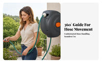 Plastic Housing Auto-Rewind Hose Reel Orange and Gray Fittings Automatic Rewind Hose Reel Smooth Retraction Outdoor Storage Tangle-Unrestricted