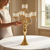 5-Head Candlestick Holder Gold-Toned Home Decor Metal