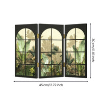 Tropical Three-Panel Desktop Screen Hinged Tabletop Folding Screen Compact Decor Decorative for Cabinet