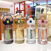 Sports Water Bottle with Straw Transparent Water Bottle with Straw Large-Capacity Leak-Resistant for Athletes, Fitness, Outdoor