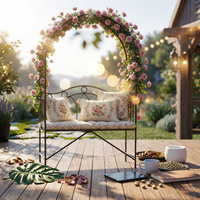 Trellis Bench Black Two-Seat Garden Chair Antique Classic Design