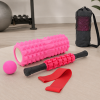 Fascia Roller Set Violet 33cm Hollow, EVA Foam, Fascia Ball 6.3cm, Massage Ball & Massage Stick 38cm, for Muscle Relaxation & Fitness