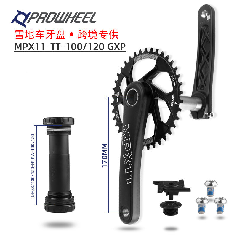 Prowheel Snow Bike Chainring Hollow Integrated 32T 34T 36T Middle Lock Chainring Fat Bike Sprocket