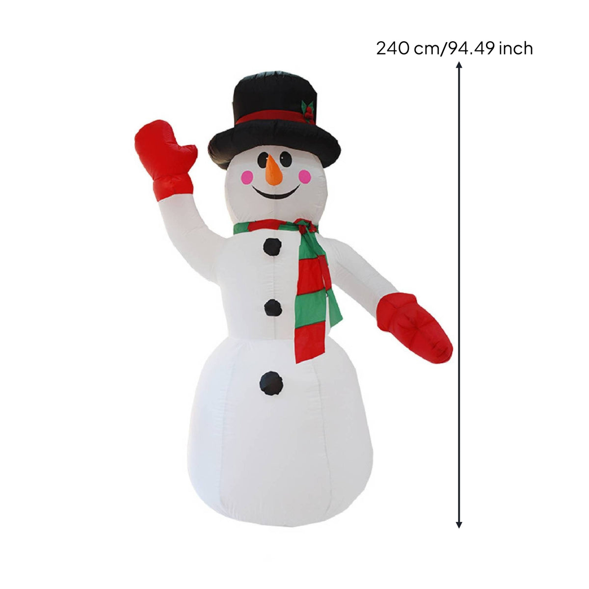 Inflatable Snowman with Top Hat Giant Christmas Inflatable Snowman Yard Decoration Freestanding Outdoor for Garden, Storefront