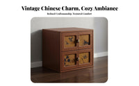 Freestanding TV Console Solid Wood Storage Cube Household Furniture Vintage Design Accent Cabinet Artistic Panel Doors Suitable for Gift Giving Home Decoration