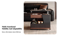 Adjustable Sofa Side Table With Wheels Rolling Side Table Multi-Functional Mobile Bedside Cabinet for Remote Workers, Homeowners, Bedroom, Home Office