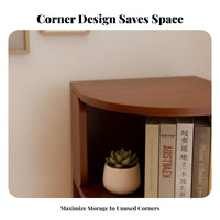 Corner Bookcase Space-saving Multi-tier Storage Rack Display Shelving Unit with Curved Baffle Suitable for Book Lovers Apartment Dwellers Study Small Areas Living Room