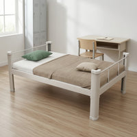 Bed Frame with Guard Rails No Box Spring Needed Metal Foundation Bed Frame Minimalistic Furniture for Students, Bedrooms, Dorms