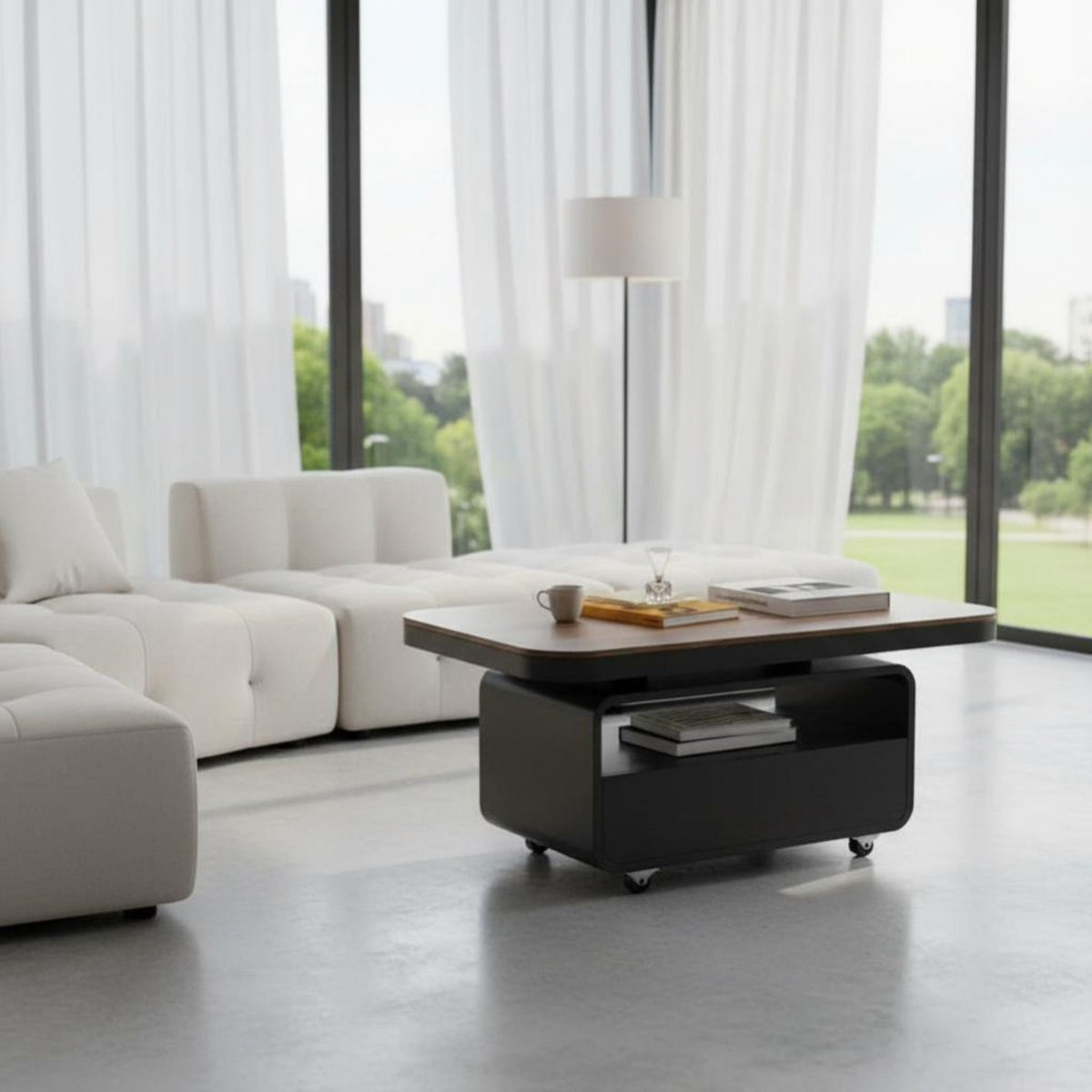 Wheeled over-Sofa Table Movable with Casters Rolling Cart Minimalist Aesthetic Easy to Move for Homeowners, Living Room