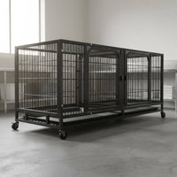 Heavy Duty Breeding Cage Double Door Multi-Tier Animal Kennel Easy to Removable Tray Stackable Pet Cage for Veterinarians, Grooming Salon
